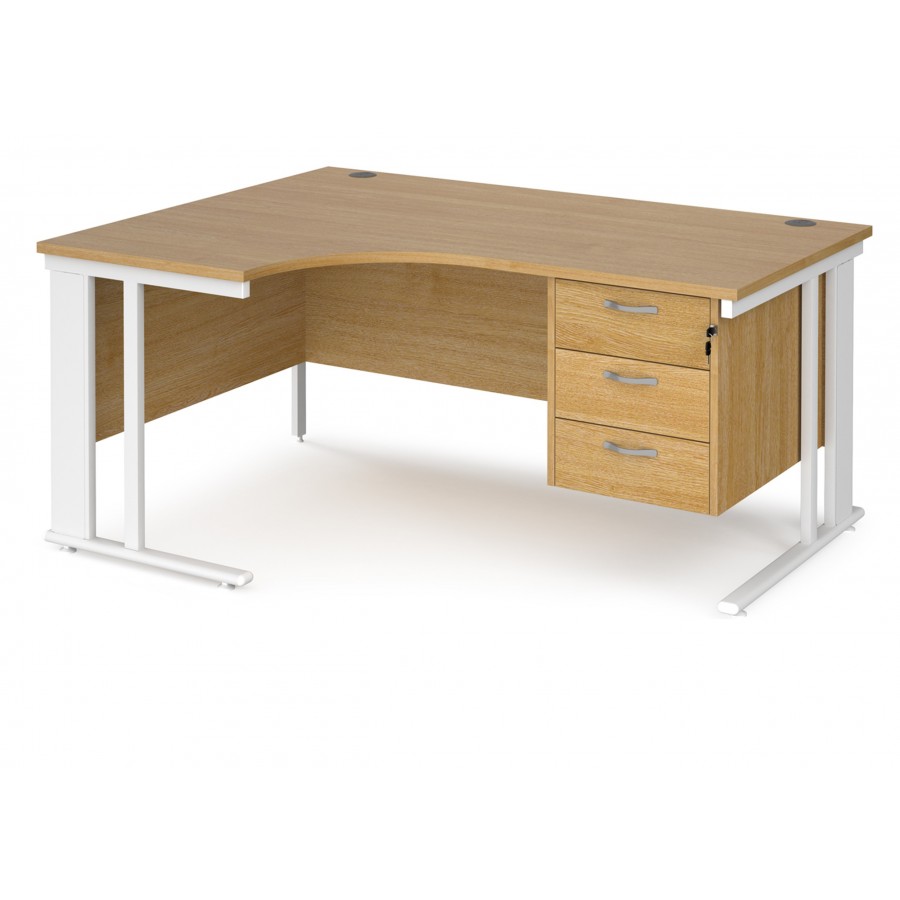 Maestro Cantilever Ergonomic Corner Desk with Fixed Pedestal